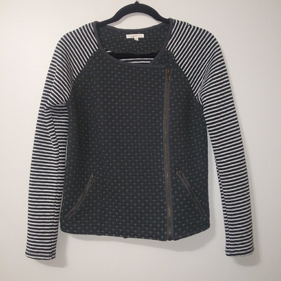 🍒 Mystree heart & stripe sweatshirt/moto jacket - Picture 1 of 8